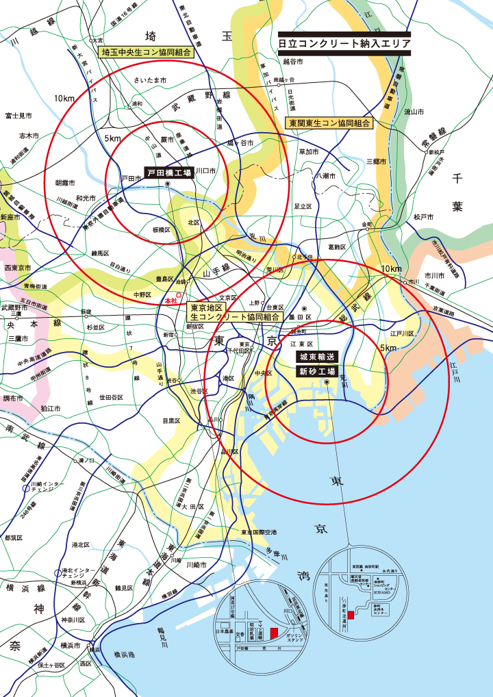 日立コンクリート納入範囲図