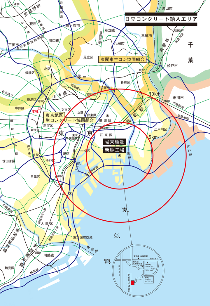 日立コンクリート納入範囲図